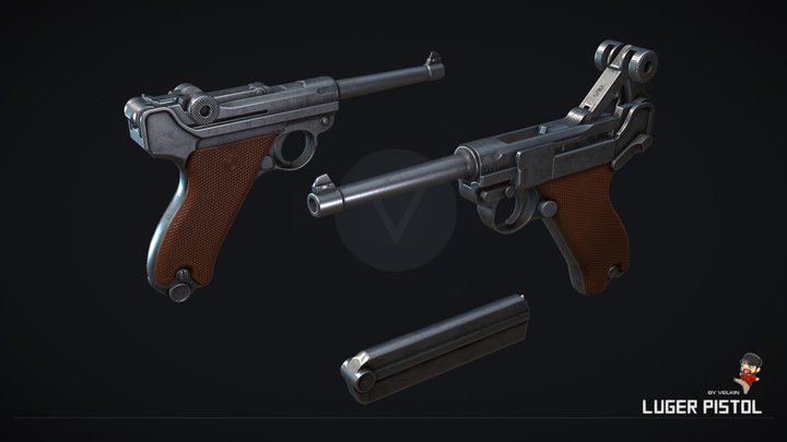 WW2 Luger Pistol 3D Model