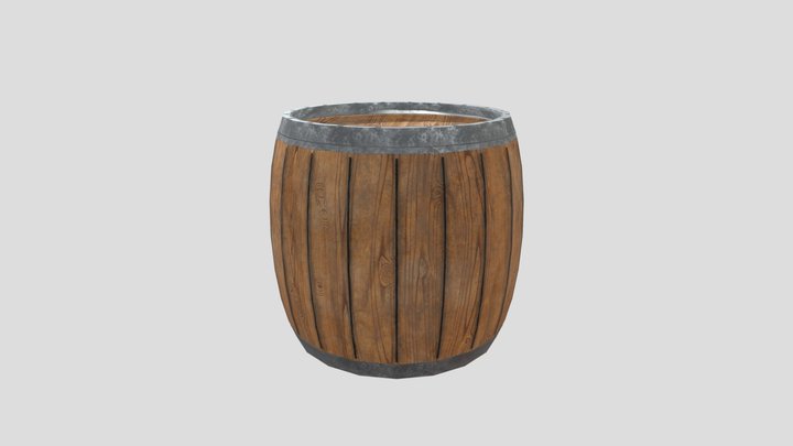 Wooden Barrel 3D Model