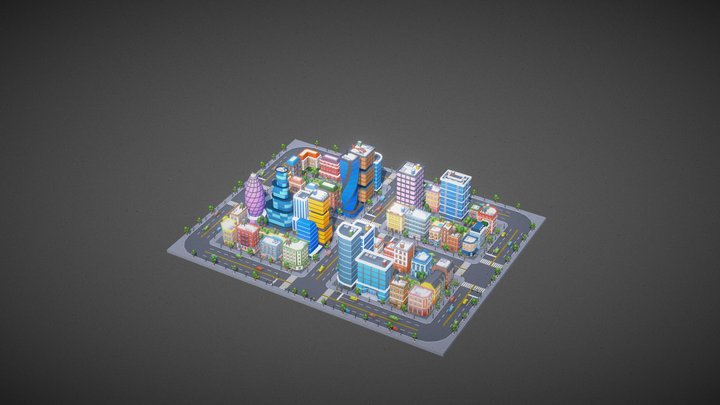 Cartoon City Building Pack 3D Model
