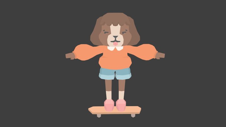 Skateboarding Dog 3D Model