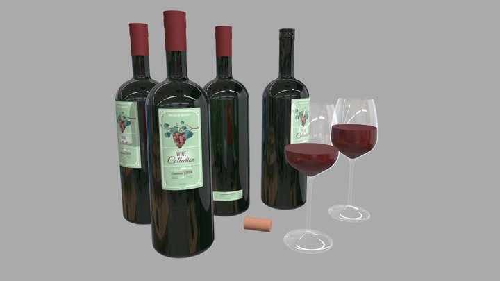 red wine bottle 3D Model