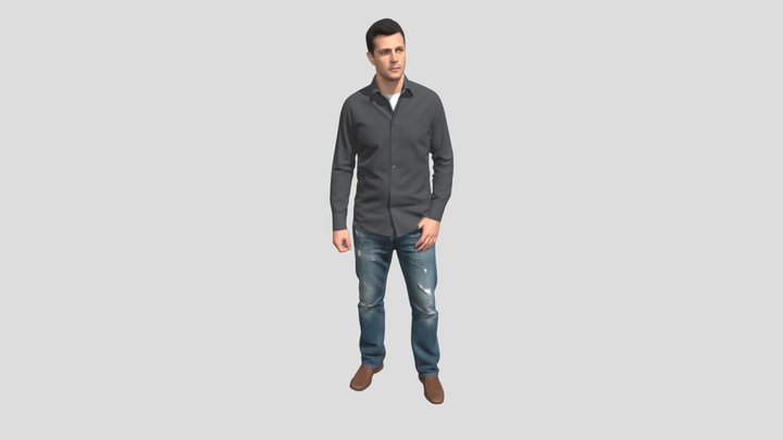 Casual Look In Gray Shirt And Distressed Jeans – Modelo 3D gratuito STL