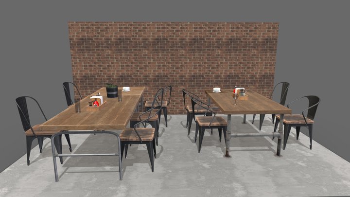 Restaurant & Café Tables 3D Model