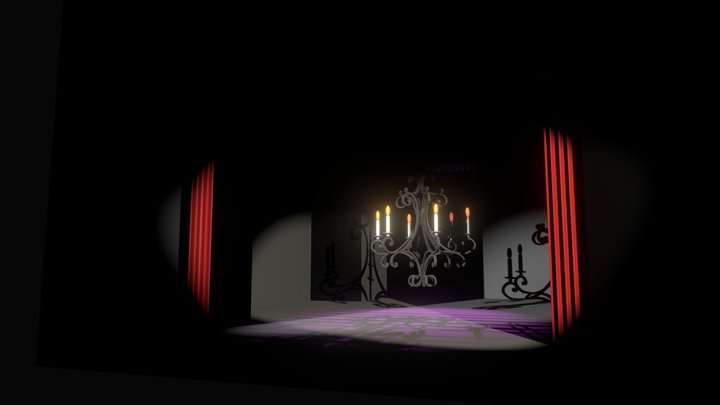 Сцена театральная с люстрой красивой 3D Model