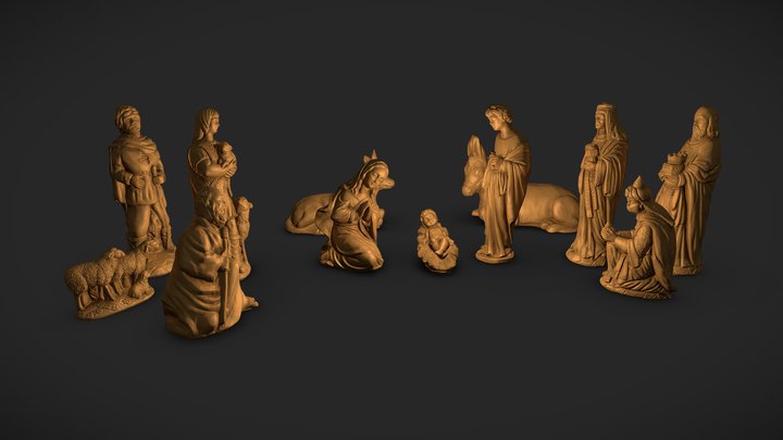 Christmas nativity figurines Set 3D Print ready 3D Model