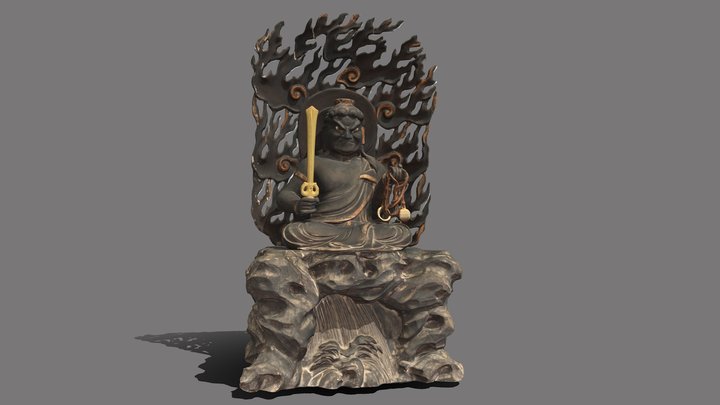 来迎寺木彫不動明王坐像　Seated statue of Acala at Raiko-ji 3D Model