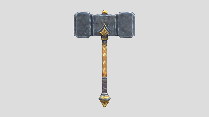 A Huge Iron Gray Hammer 3D Model