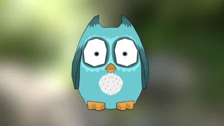 Toon Owl - Teal 3D Model