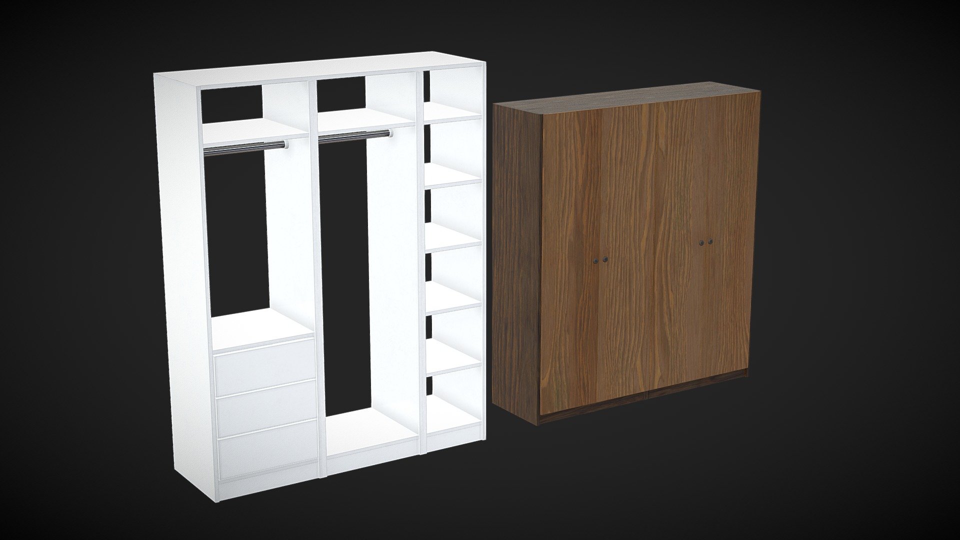 2 Bedroom Wardrobes Download Free 3D model by draakon_4d [1bf7e79