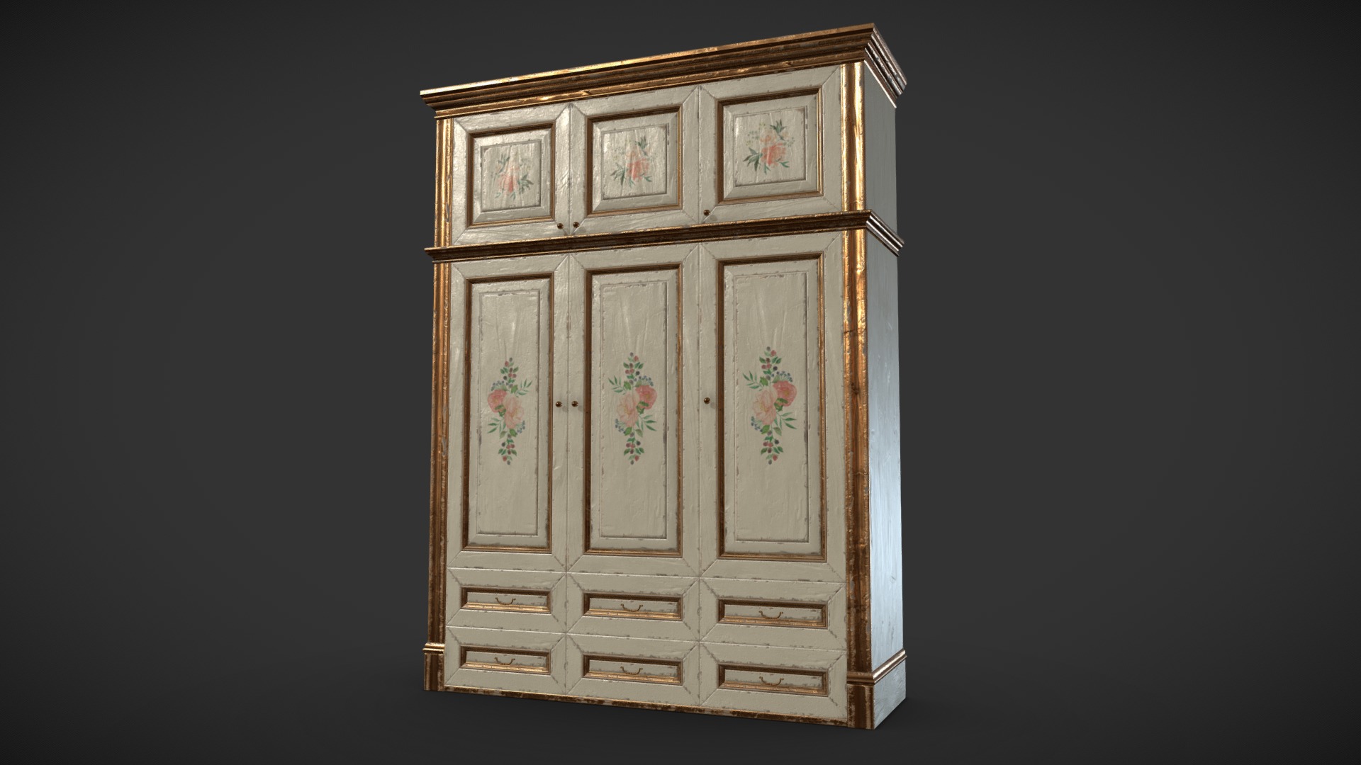 3D model Bedroom Closet - This is a 3D model of the Bedroom Closet. The 3D model is about a wooden cabinet with a door.