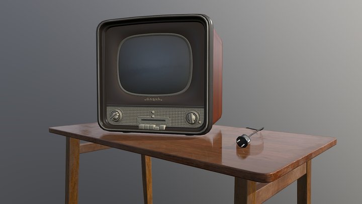 Soviet TV on the table 3D Model