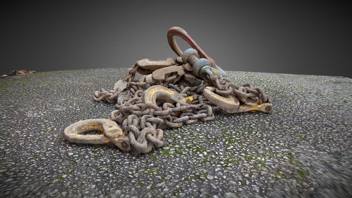 Chain and Chain Pile with Hooks for Construction 3D Model