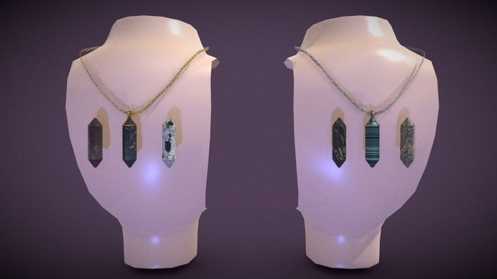 Low Poly Good quality Necklace with Granite Gems 3D Model