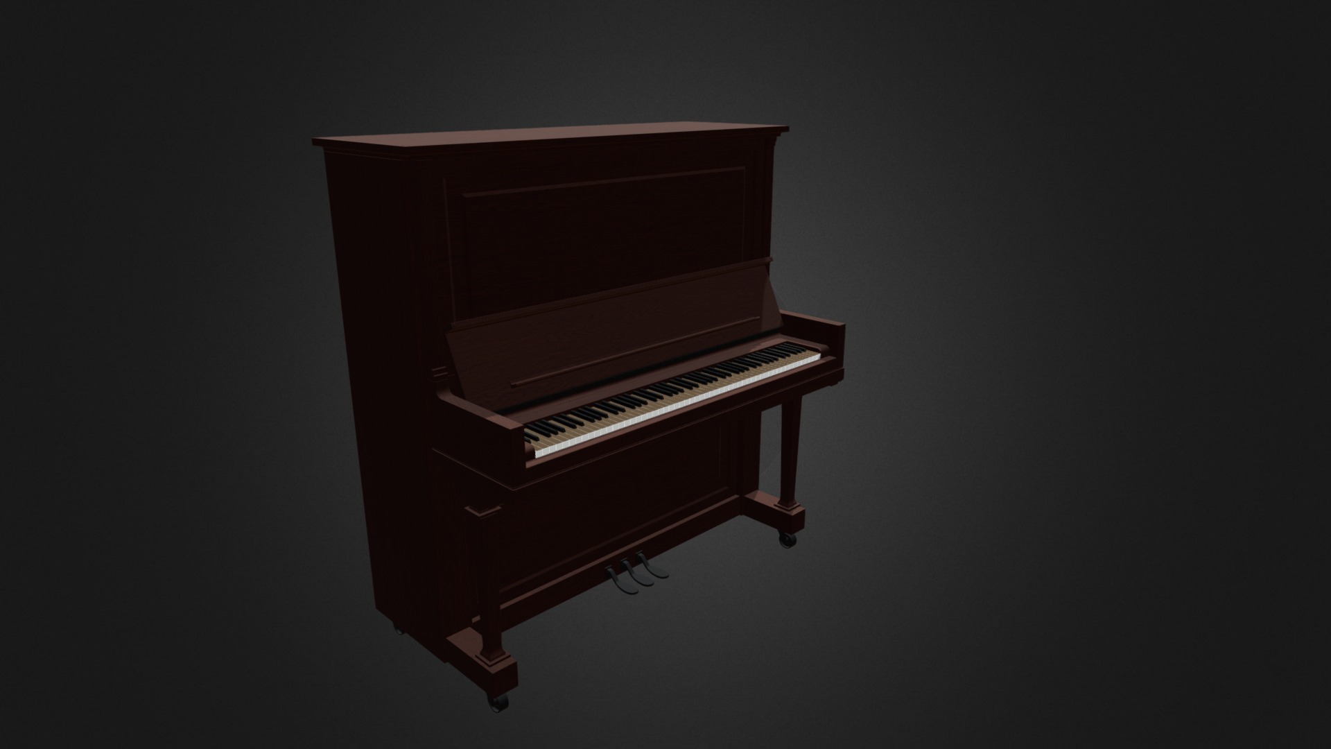 3D model Upright Piano - This is a 3D model of the Upright Piano. The 3D model is about a black and white photo of a piano.