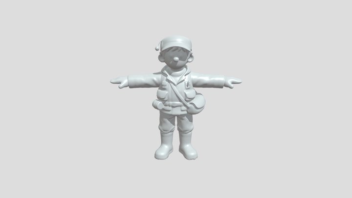 stylized male fisherman wearing fishing gear 3D Model
