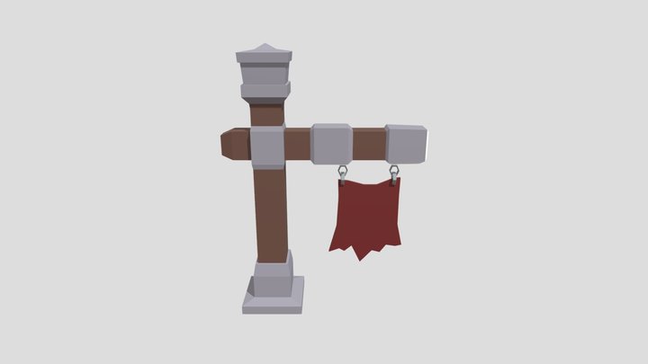 Poste com bandeira 3D Model