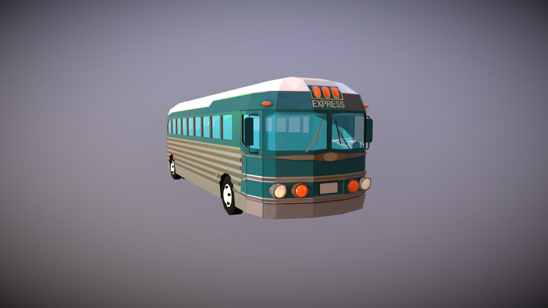 3D model Low Poly Intercity Bus - This is a 3D model of the Low Poly Intercity Bus. The 3D model is about a toy bus on a surface.