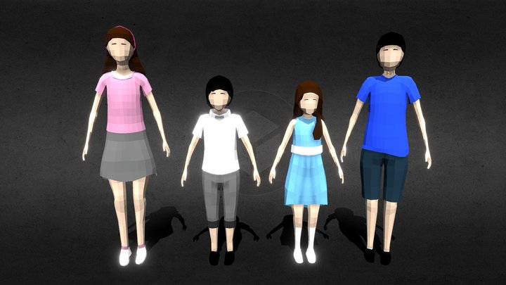 Low-poly Characters 3D Model