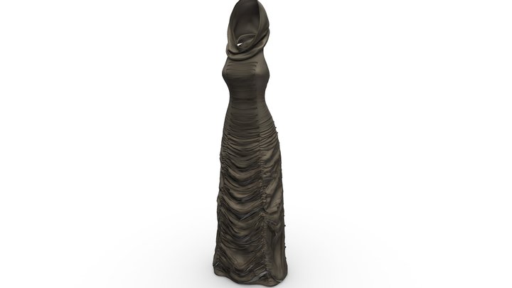 Eleganza Cascade Hooded Avant Garde Dress 3D Model