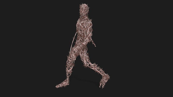 barbed wire man "twisted step pose" 3D Model