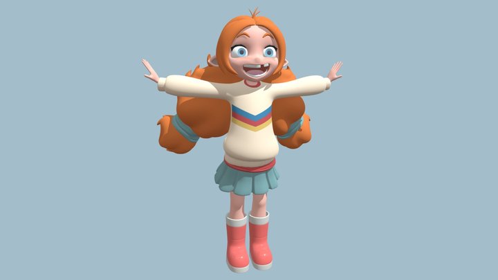 RedHair Girl 3D Model
