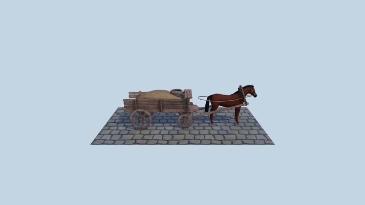 Cart and horse 3D Model