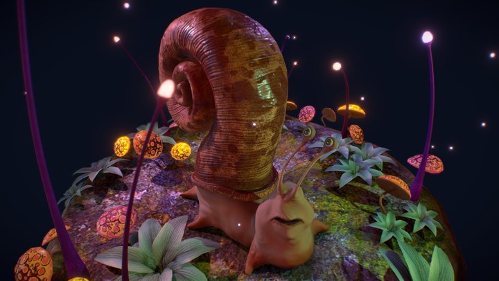 Snail Fantasy World 3D Model