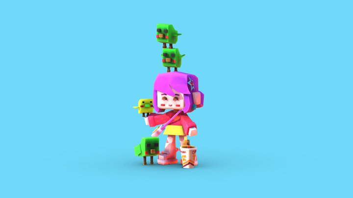 Janis - Cube Portrait – Kostenloses 3D-Modell STL