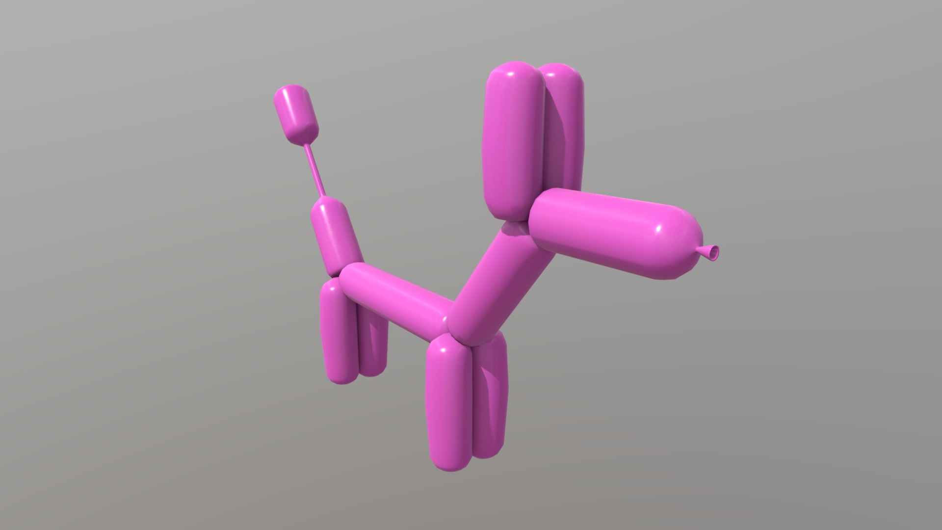 3D model Balloon Poodle - This is a 3D model of the Balloon Poodle. The 3D model is about a pink toy on a white surface.
