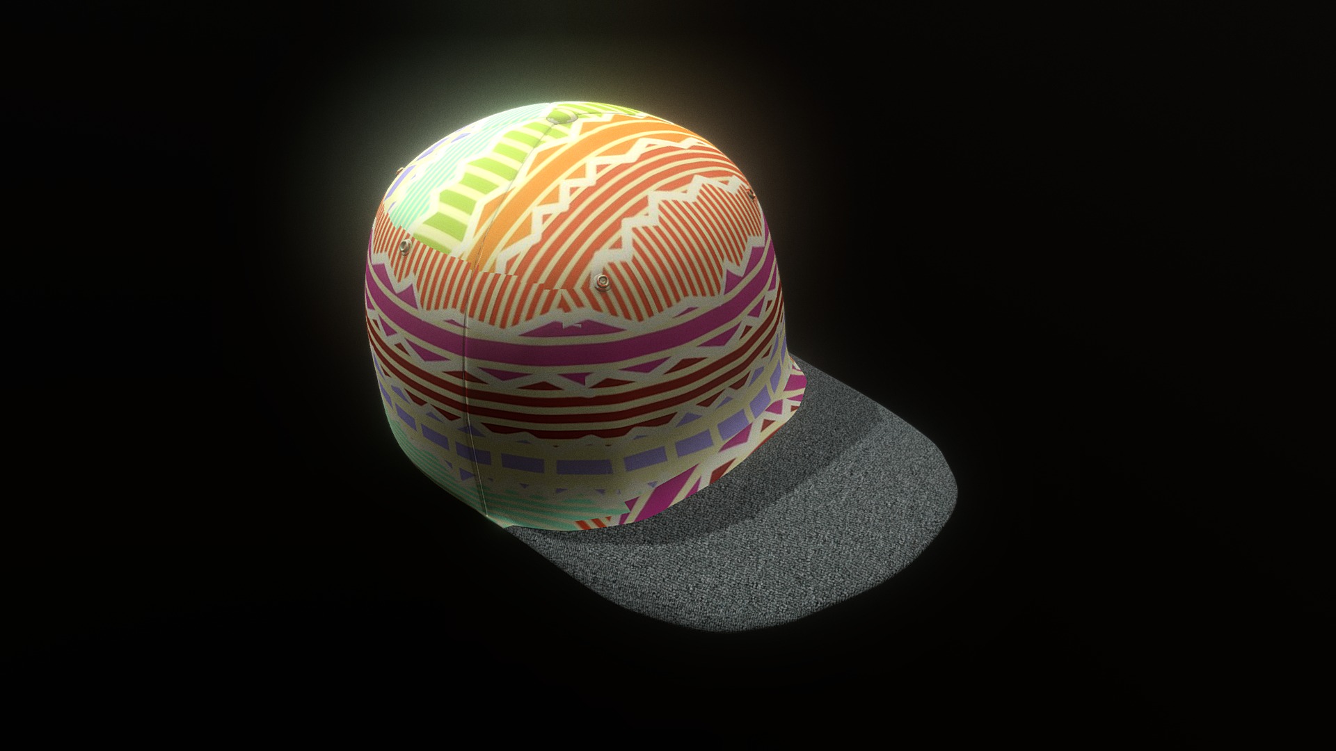 3D model Hat Cap +190 Texture Variants - This is a 3D model of the Hat Cap +190 Texture Variants. The 3D model is about a colorful ball with a black background.