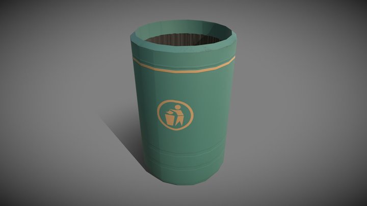 Waste Bin - Low Poly Game Ready 3D Model