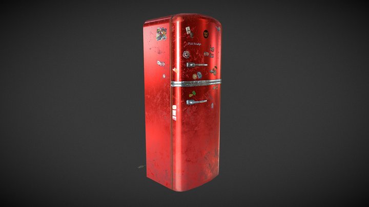 Old Retro Fridge 3D Model