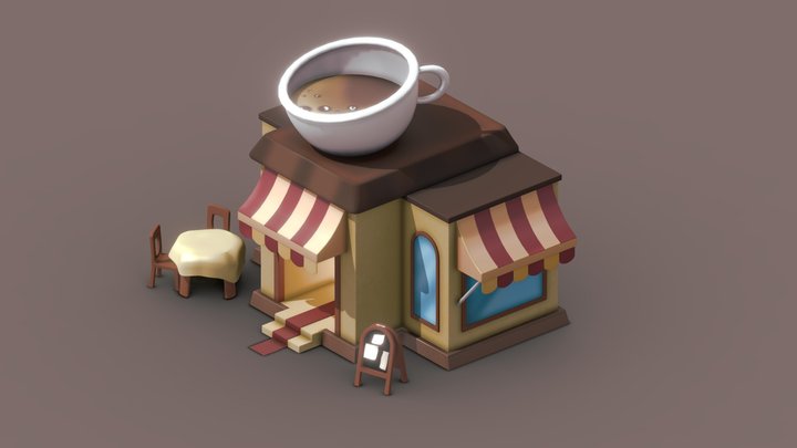 Stylized Coffee Shop #SketchfabWeeklyChallenge 3D Model