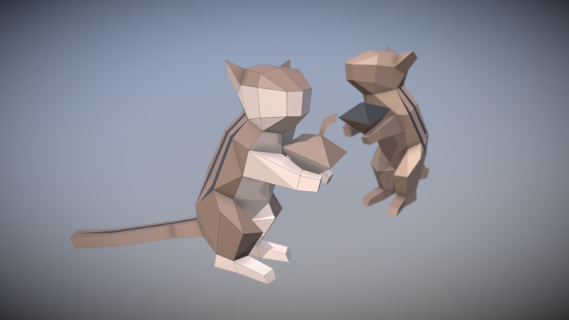 3D model Chipmunk lowpoly - This is a 3D model of the Chipmunk lowpoly. The 3D model is about a group of white objects.