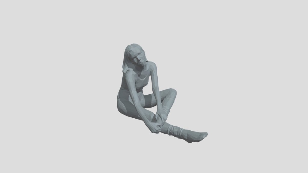 Lowpoly Female Sitting On Ground