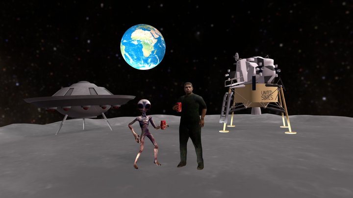 rida sidi ben ali and alien ufo image 3d – Modello 3D gratuito STL