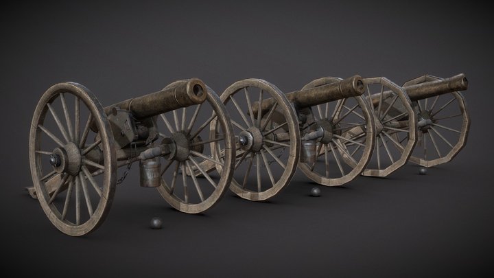 M1841 6-Pounder Cannon US Army 3D Model