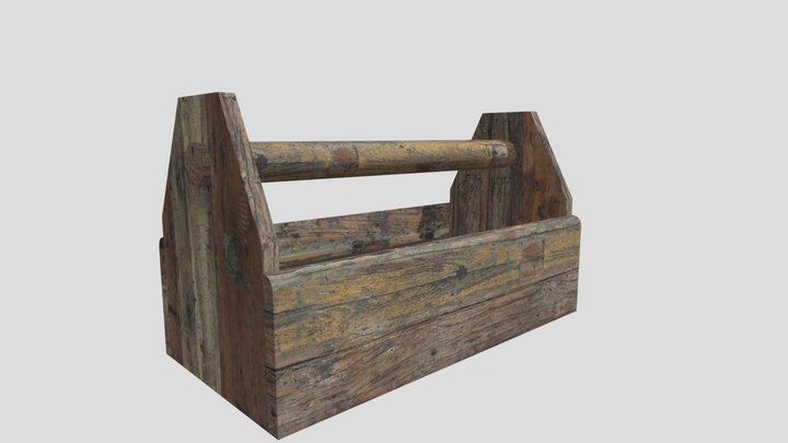 Toolbox Made of Aged Wood 3D Model
