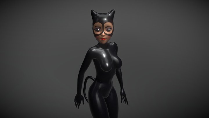 Catwoman Cartoon Style 3D Model