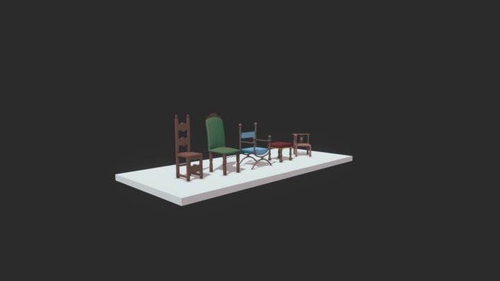 17th century chairs concept 3D Model