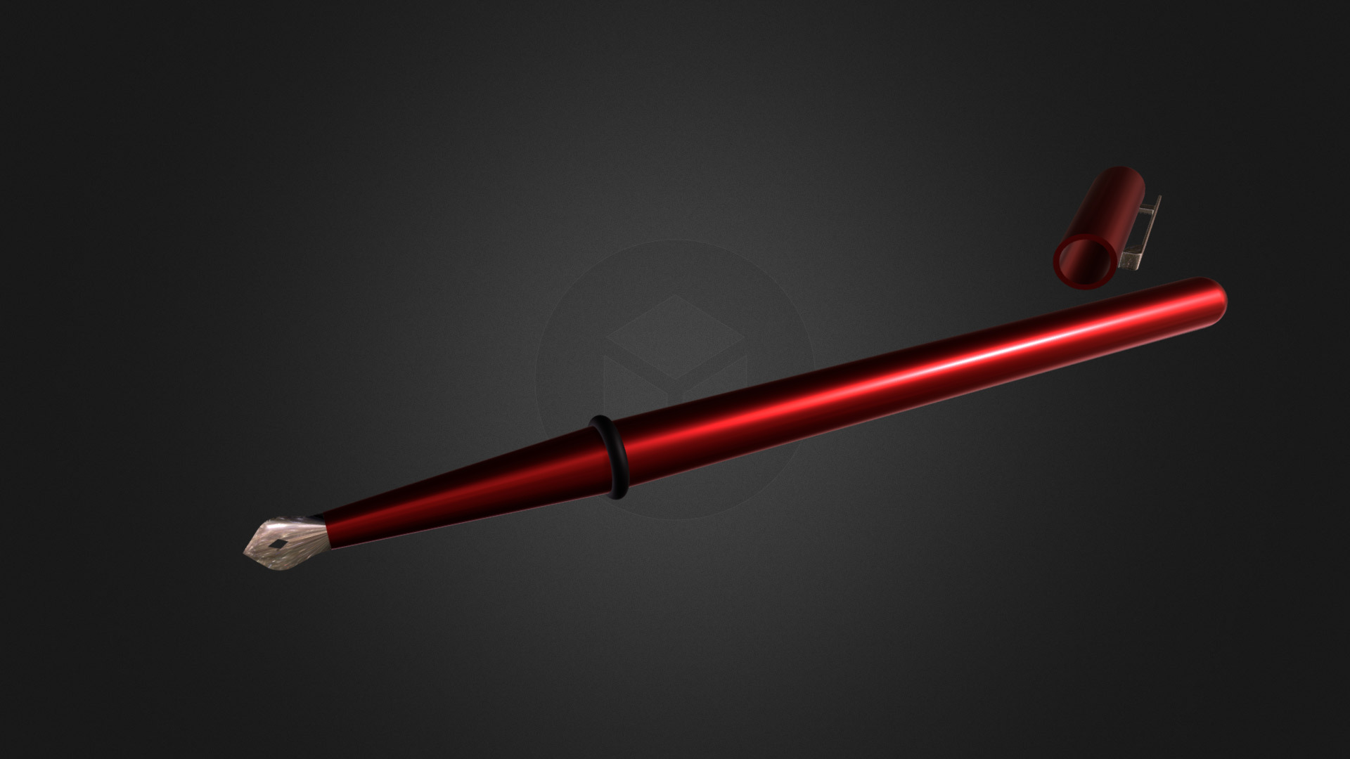 3D model Stylo plume - This is a 3D model of the Stylo plume. The 3D model is about a red and white sword.