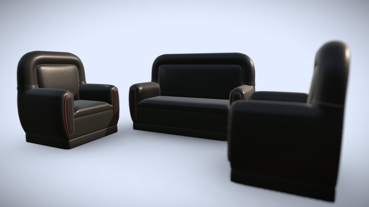 Living Room Sofa, Couch (SET) 3D Model
