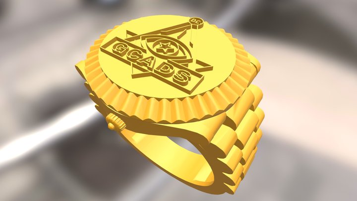 GCAD CUSTOM MENS WATCH RING - ANY BUSINESS LOGO 3D Model