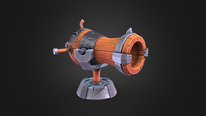 Stylized Low Poly Cannon 3D Model