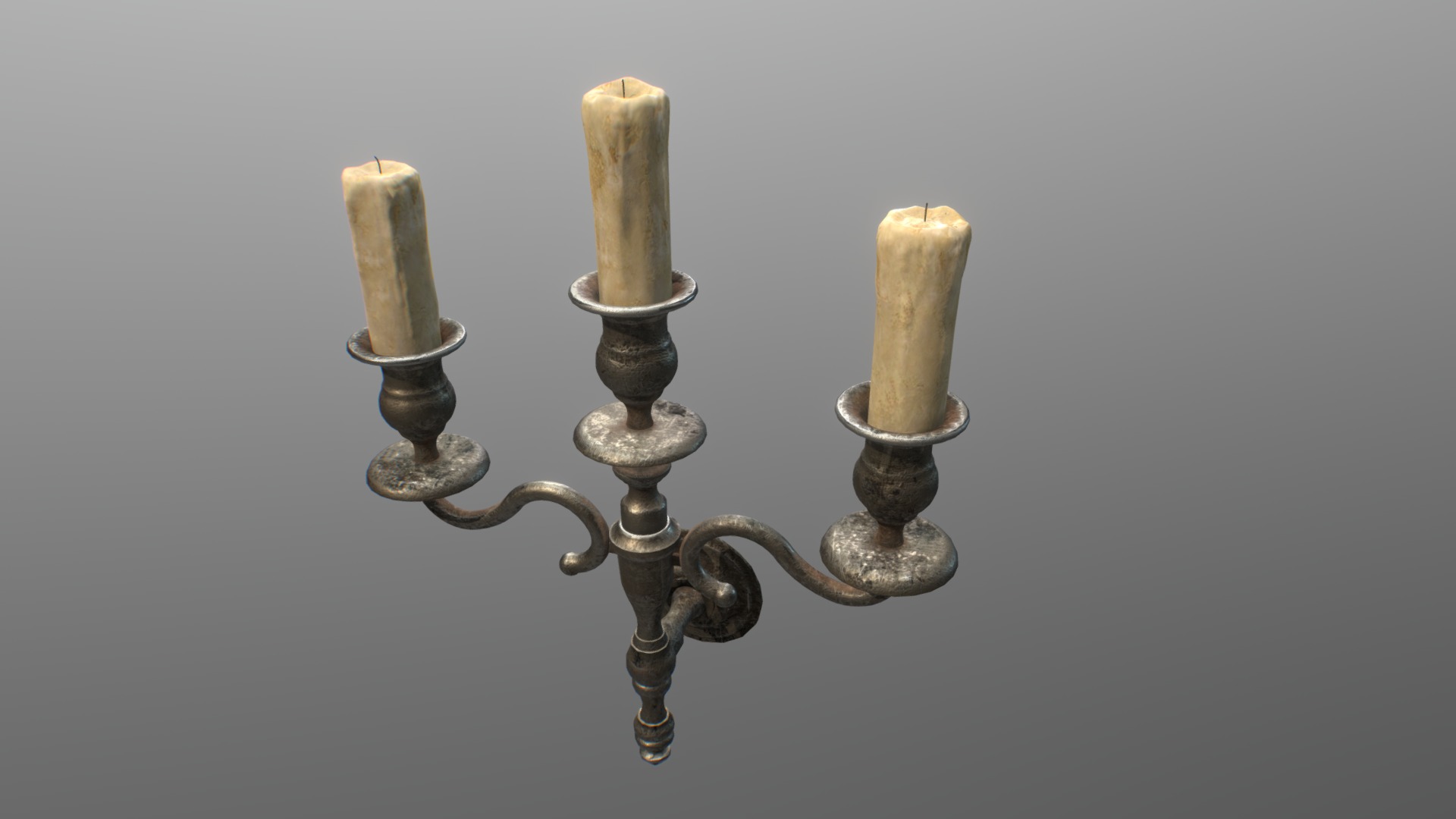 3D model Old wall candle - This is a 3D model of the Old wall candle. The 3D model is about a few metal objects.