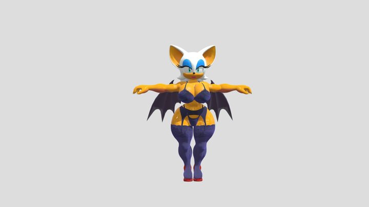 rouge_the_bat wearing lingerie 3D Model