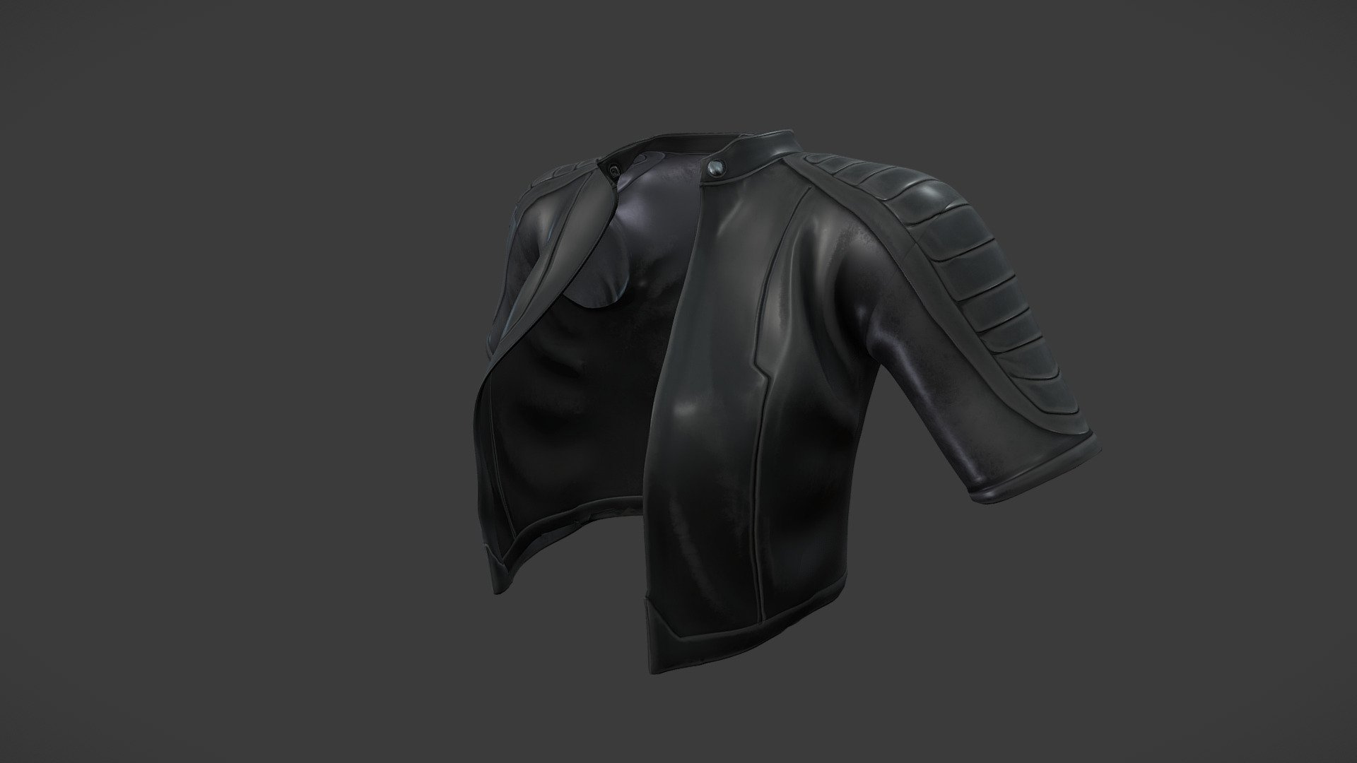 Female Short Sleeves Black Leather Jacket - Buy Royalty Free 3D model ...