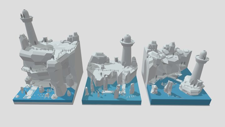 DioramaHouseBlockouts_ByTheOcean 3D Model