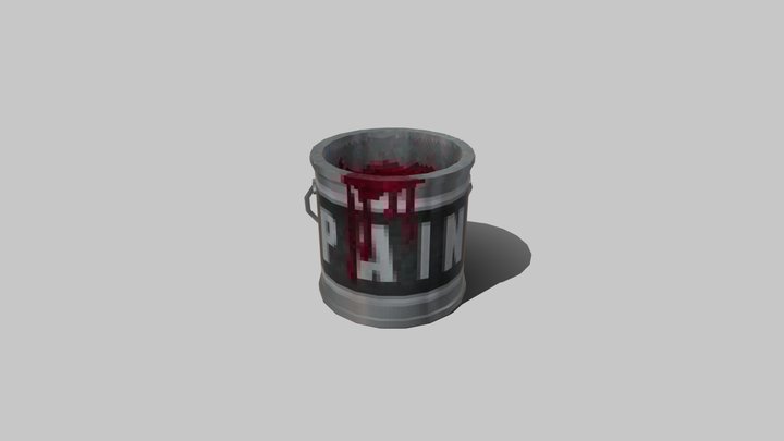 Low Poly Bloody Paint Bucket 3D Model