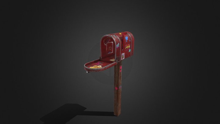 rusty red mailbox 3D Model